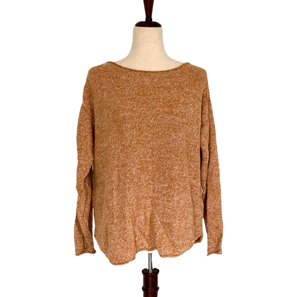 Old Navy Women’s Roll Hem Lightweight Pullover Sweater, Mustard Size Large